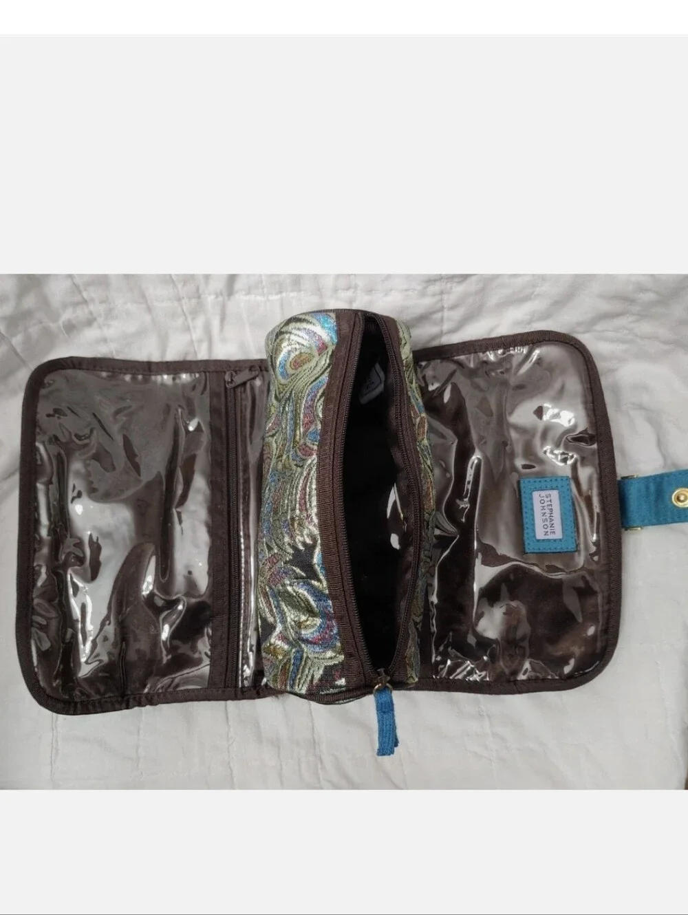 Exclusive Stephanie Johnson Brown Faux Mink Fur Jewelry/Makeup Clutch Travel Bag